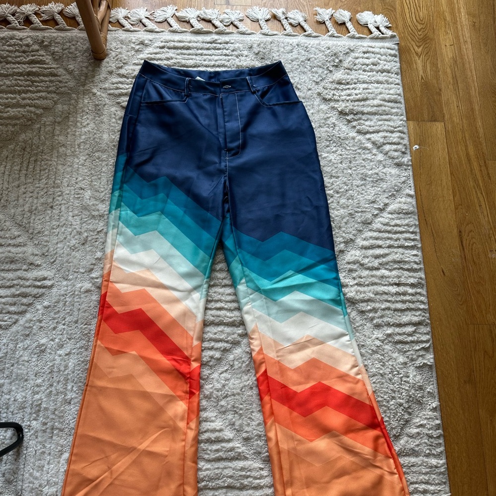 Colorful Chevron 1970s Flare Pants
